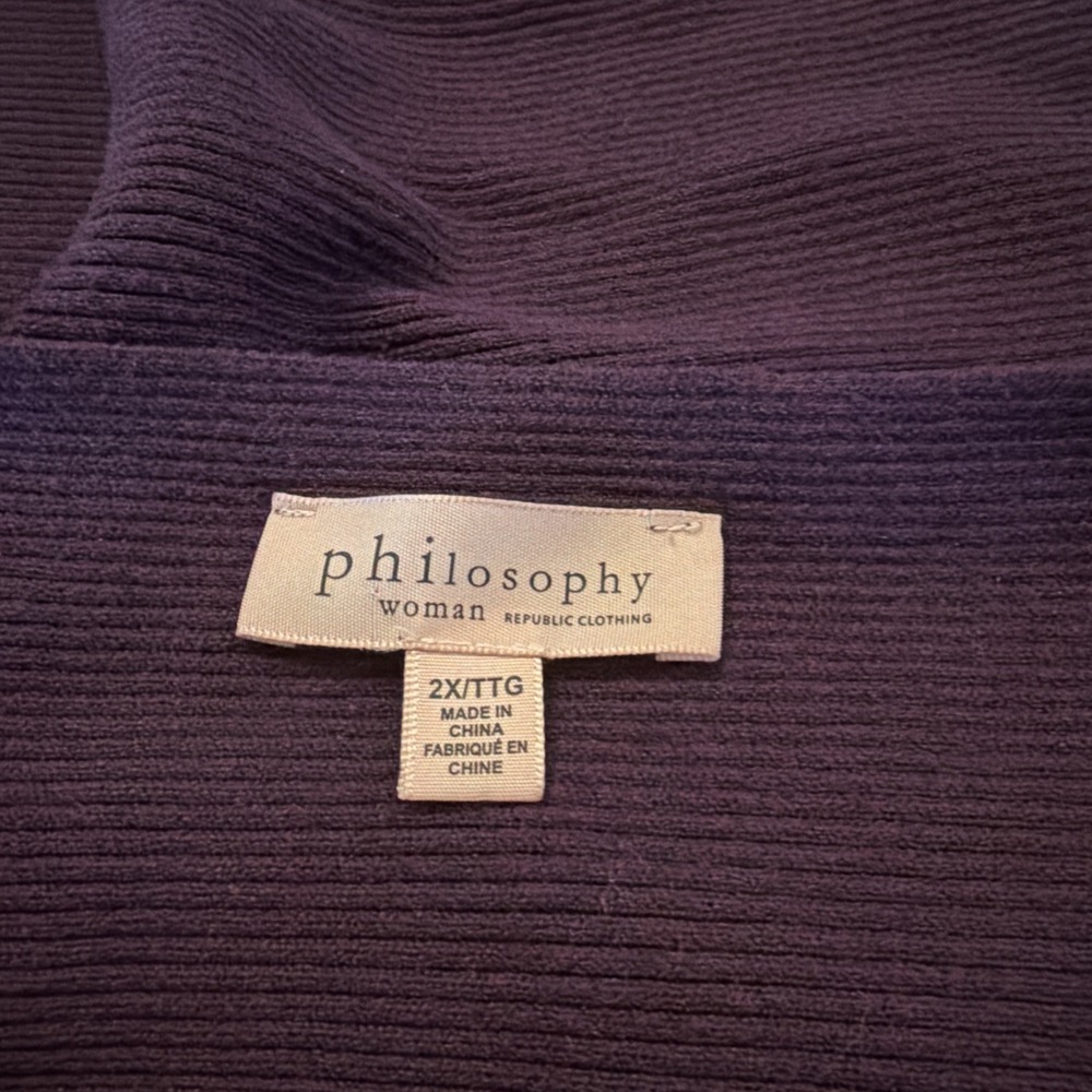 Philosophy Women's Sweater 2X Deep Purple Ribbed Dolman Sleeve Knit Pullover - Picture 10 of 13